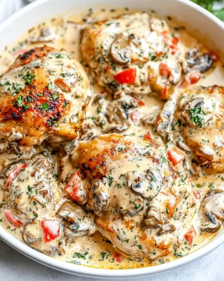 Creamy Garlic Chicken Thighs in Savory Mushroom Sauce