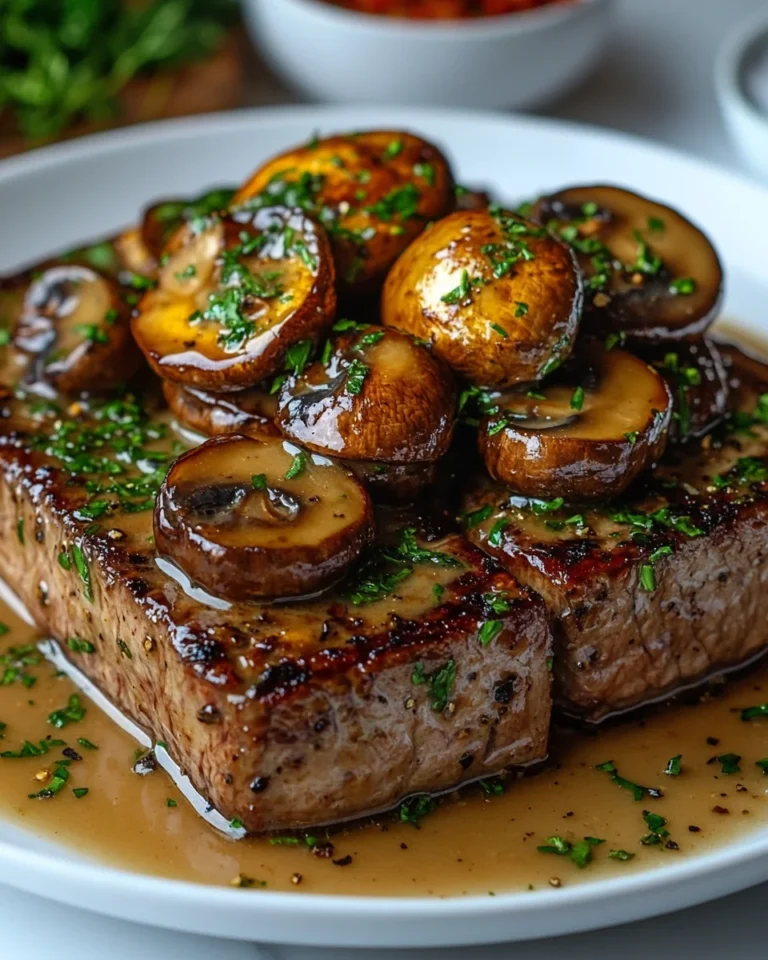Creamy Garlic Butter Steak with Mushroom Sauce Recipe